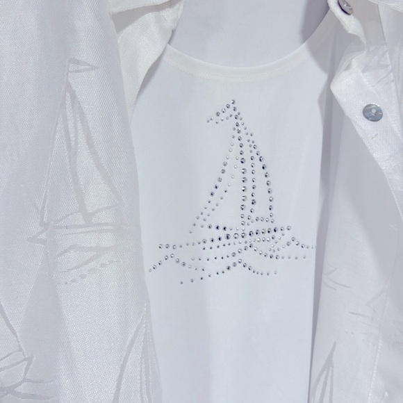 Alfred Dunner Two-in-One Nautical Layered Top – White – PXL - Picture 6 of 7